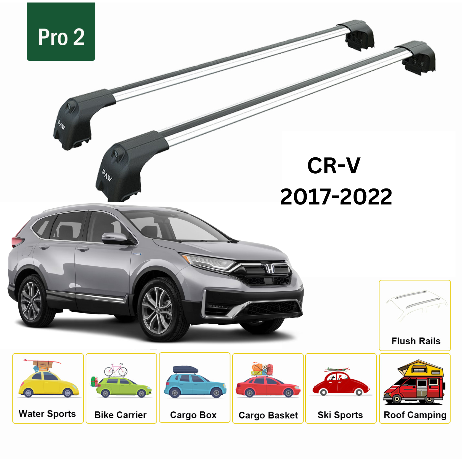 For Honda CR-V MK5 Roof Rack Cross Bars Metal Bracket Normal Roof Alu 2017-2022 Silver For Honda CR-V MK5 Roof Rack Cross Bars Metal Bracket Normal Roof Alu 2017-2022 Silver
